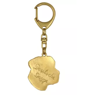 Great Dane II - Gilded key ring with dog in gift box, handbag decoration, luxury accessory by Art-Dog brand