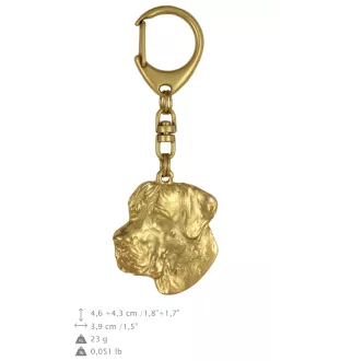 Great Dane II - Gilded key ring with dog in gift box, handbag decoration, luxury accessory by Art-Dog brand