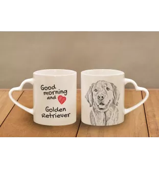 Golden Retriever - cup with a dog, adorable cup with a heart-shaped handle, universal gift from the Art-Dog brand