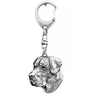 Deutsche Dogge, Ulmer Dogge, Große Dogge II - Versilberter Schlüsselanhänger mit Hund in einer Geschenkbox, Handtaschenschmuck, Rucksackanhänger der Marke Art-Dog