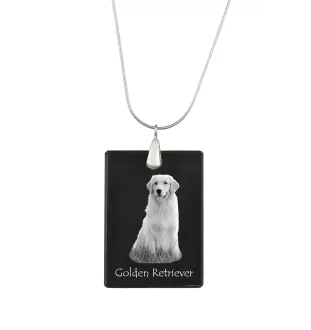 Golden Retriever - Crystal pendant with dog, silver necklace with photo, personalised pendant by Art-Dog brand