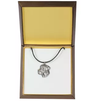 Deutsche Dogge, Ulmer Dogge, Große Dogge II - Hundehalsband in Geschenkbox, versilbertes Medaillon für Hundefans, markanter Anhänger der Marke Art-Dog