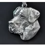 Deutsche Dogge, Ulmer Dogge, Große Dogge II - Hundehalsband in Geschenkbox, versilbertes Medaillon für Hundefans, markanter Anhänger der Marke Art-Dog