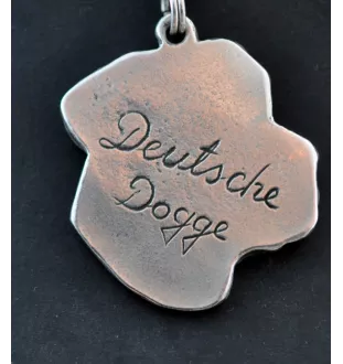 Deutsche Dogge, Ulmer Dogge, Große Dogge II - Hundehalsband in Geschenkbox, versilbertes Medaillon für Hundefans, markanter Anhänger der Marke Art-Dog