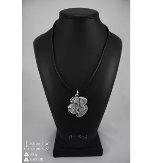 Deutsche Dogge, Ulmer Dogge, Große Dogge II - Hundehalsband in Geschenkbox, versilbertes Medaillon für Hundefans, markanter Anhänger der Marke Art-Dog