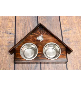 Great Dane I - wooden stand with bowls for a dog, decorative dog bowls, a gift for adopting a dog from the Art-Dog brand