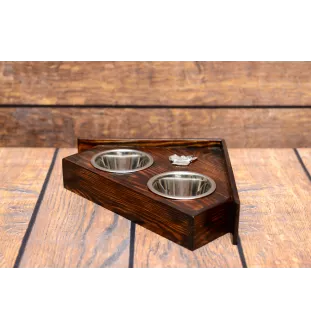 Great Dane I - wooden stand with bowls for a dog, decorative dog bowls, a gift for adopting a dog from the Art-Dog brand
