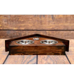 Great Dane I - wooden stand with bowls for a dog, decorative dog bowls, a gift for adopting a dog from the Art-Dog brand