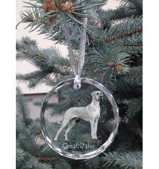 Dogue allemand, Grand danois - boule de Noël en cristal avec une photo, photo de chien dans le cristal, décoration personnalisée pour sapin de Noël de la marque Art-Dog
