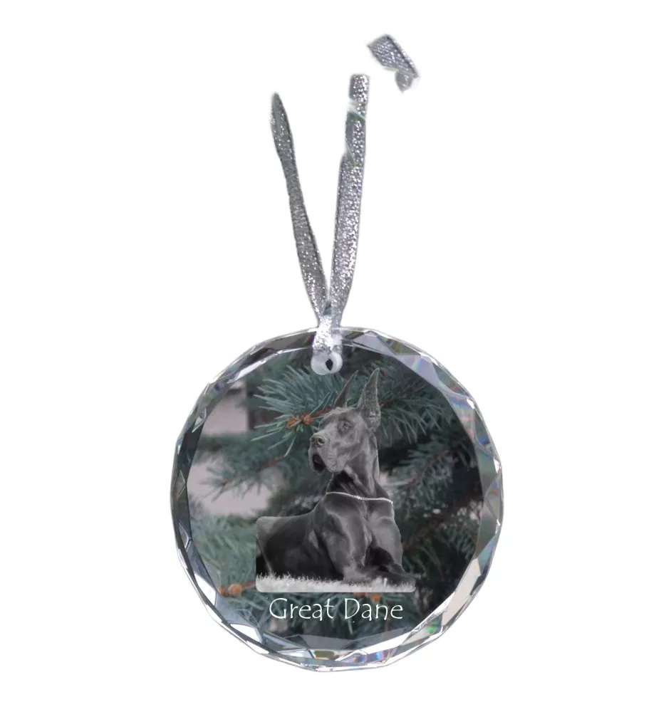 Great Dane I - crystal bauble with a photo, dog photo in crystal, personalized Christmas tree ornament by Art-Dog brand