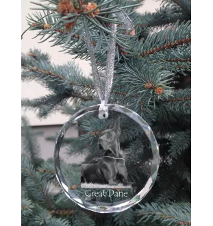 Dogue allemand, Grand danois I - boule de Noël en cristal avec une photo, photo de chien dans le cristal, décoration personnalisée pour sapin de Noël de la marque Art-Dog