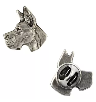 Dogue allemand, Grand danois I  - Broche chien argentée, épingle élégante, décoration de revers de veste par la marque Art-Dog