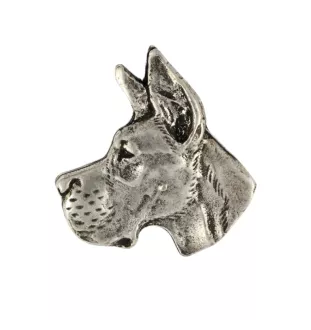 Dogue allemand, Grand danois I  - Broche chien argentée, épingle élégante, décoration de revers de veste par la marque Art-Dog