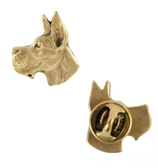 Deutsche Dogge, Ulmer Dogge, Große Dogge I - Hundebrosche in dekorativer Box, elegante vergoldete Anstecknadel, Jackenbrosche der Marke Art-Dog