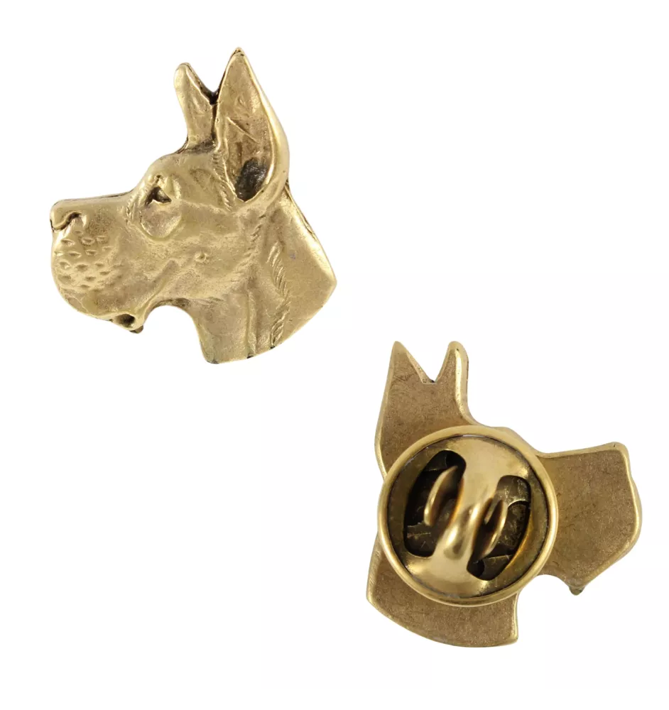 Dogue allemand, Grand danois I - Broche de chien dans une boîte décorative, épingle élégante en plaqué or, épingle de veste de la marque Art-Dog