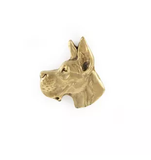 Deutsche Dogge, Ulmer Dogge, Große Dogge I - Hundebrosche in dekorativer Box, elegante vergoldete Anstecknadel, Jackenbrosche der Marke Art-Dog