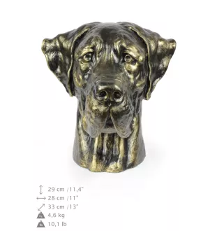 Deutsche Dogge, Ulmer Dogge, Große Dogge III - Urne für Hundeasche, Hundebüste, großer Hundekopf für den Garten von Art-Dog