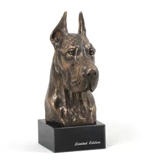 Great Dane I - Dog statue, bust on stone base, sculpture, trophy for dog show by Art-Dog brand