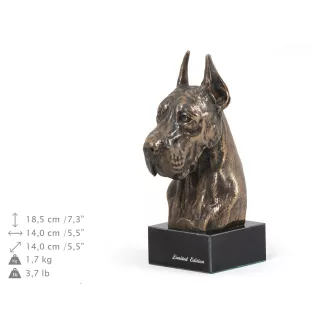Great Dane I - Dog statue, bust on stone base, sculpture, trophy for dog show by Art-Dog brand