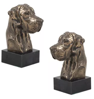 Dogue allemand, Grand danois II - Statue de chien, buste sur socle en pierre, sculpture, trophée pour exposition canine par la marque Art-Dog