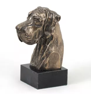 Great Dane II - Dog statue, bust on stone base, sculpture, trophy for dog show by Art-Dog brand
