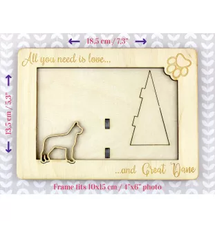 Great Dane I - Photo frame, engraved wooden frame, a lovely gadget for the dog lover by Art-Dog