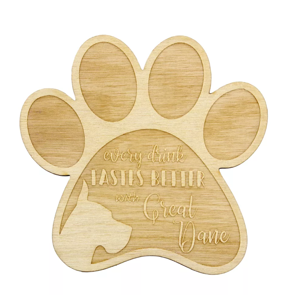 Great Dane I - Mug coaster, engraved coaster with dog, gift for dog lover by Art-Dog brand