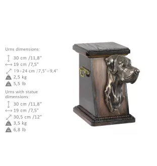 Deutsche Dogge, Ulmer Dogge, Große Dogge II eine Ascheurne für Hunde, eine elegante Urne mit einer Statue, eine Gedenkurne mit dem Porträt eines Hundes von der Marke Art-Dog
