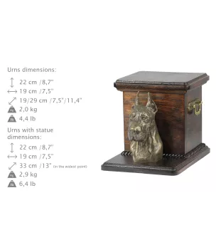 Dogue allemand, Grand danois I - urne pour les cendres d'un chien avec une statuette, une urne élégante pour chien, une urne exceptionnelle avec un buste de chien de la marque Art-Dog