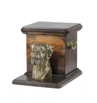Dogue allemand, Grand danois II - urne pour les cendres d'un chien avec une statuette, une urne élégante pour chien, une urne exceptionnelle avec un buste de chien de la marque Art-Dog