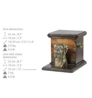 Great Dane II - urn for dog ashes with a statuette, elegant urn for a dog, unique urn with a bust of a dog by Art-Dog brand