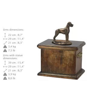 Deutsche Dogge, Ulmer Dogge, Große Dogge II eine Urne für die Asche des Hundes, eine Urne mit einer Statue, eine elegante Urne im klassischen Stil der Marke Art-Dog