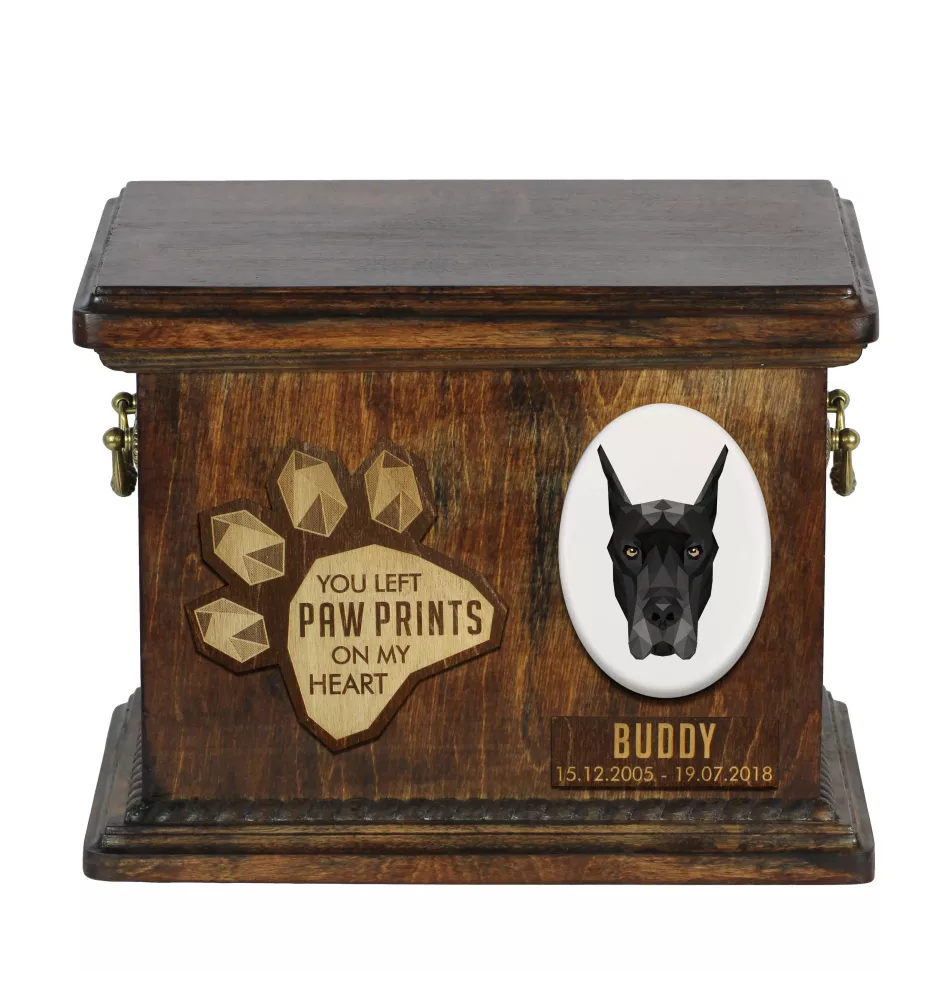 Great Dane - urn for dog ashes, personalized urn with engraving, commemorative box for dog ashes by Art-Dog brand