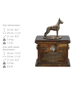 Dog niemiecki I urna z podobizną psa i tabliczką Art-Dog