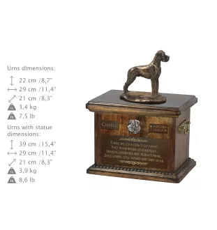 Dogue allemand, Grand danois II - urne pour les cendres de chien, urne avec une statuette, urne personnalisée pour les cendres de chien de la marque Art-Dog