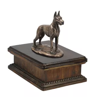 Dog niemiecki I drewniana niska urna Art-Dog