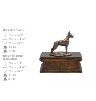 Deutsche Dogge, Ulmer Dogge, Große Dogge I - Hund Ascheurne, klassische Urne mit Statue, elegante Urne mit Hund von der Marke Art-Dog