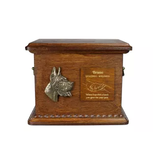 Great Dane I - urn for dog ashes, personalized urn with engraving and bas-relief, commemorative box for dog ashes by Art-Dog brand