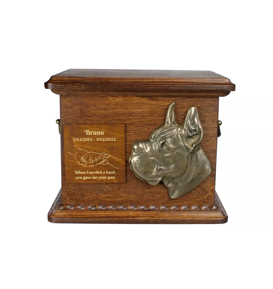 Dogue allemand, Grand danois II - urne pour les cendres de chien, urne personnalisée avec une gravure et un bas-relief, boîte commémorative pour les cendres de chien de la marque Art-Dog