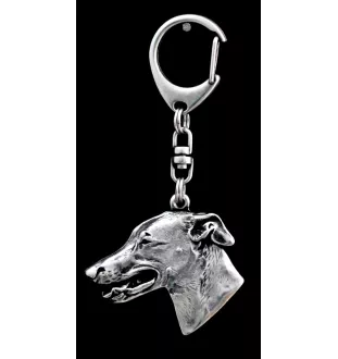 Greyhound, Grosser Englischer Windhund - Versilberter Schlüsselanhänger mit Hund, Handtaschen-Dekoration, Rucksack-Anhänger der Marke Art-Dog