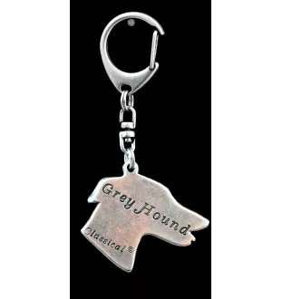 Lévrier anglais, Greyhound - Porte-clés argenté avec chien, décoration de sac à main, pendentif de sac à dos par la marque Art-Dog