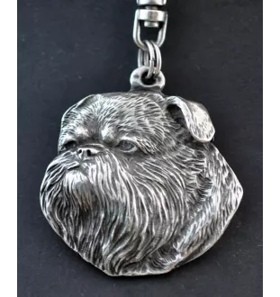 Griffon Bruxellois, Brussels Griffon I - Silver-plated key ring with dog, handbag decoration, backpack pendant by Art-Dog brand