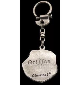 Griffon Bruxellois, Brussels Griffon I - Silver-plated key ring with dog, handbag decoration, backpack pendant by Art-Dog brand