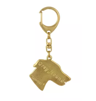 Greyhound, English Greyhound - Gilded key ring with dog, handbag decoration, luxury accessory by Art-Dog brand