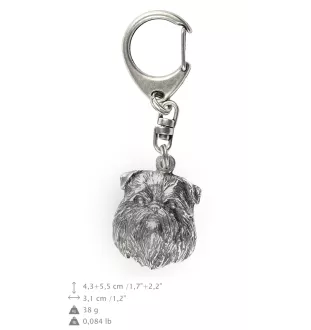 Griffon Bruxellois, Brussels Griffon - Silver-plated key ring with dog, handbag decoration, backpack pendant by Art-Dog brand