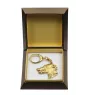 Greyhound, English Greyhound - Gilded key ring with dog in gift box, handbag decoration, luxury accessory by Art-Dog brand