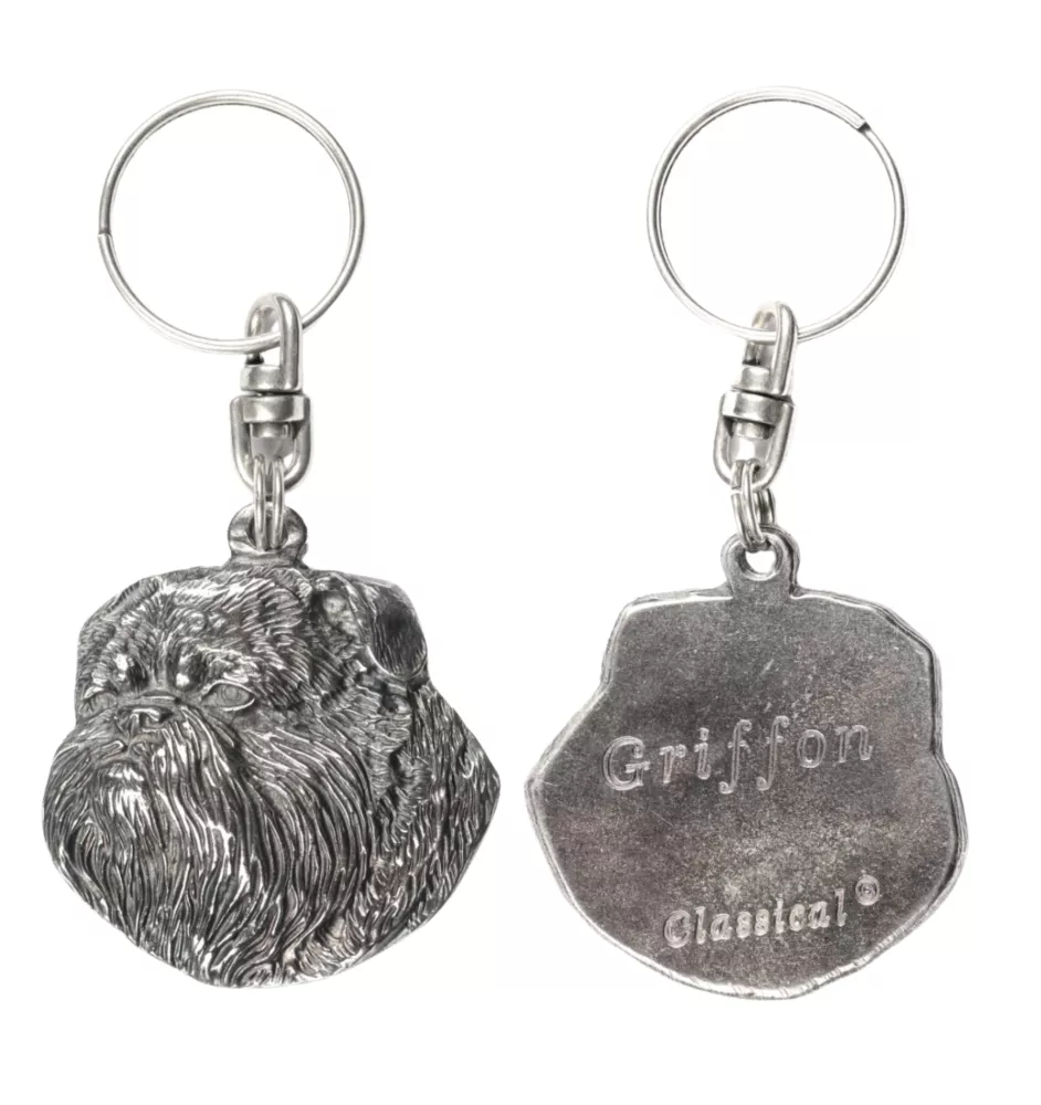 Brüsseler Griffon, Griffon Bruxellois I - Versilberte Hund Anhänger, Handtasche Dekoration, Rucksack-Anhänger von Art-Dog Marke