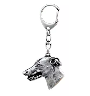 Greyhound, Grosser Englischer Windhund - Versilberter Schlüsselanhänger mit Hund in einer Geschenkbox, Handtaschenschmuck, Rucksackanhänger der Marke Art-Dog