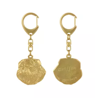 Griffon bruxellois I - Porte-clés doré avec chien, décoration de sac à main, accessoire de luxe de la marque Art-Dog