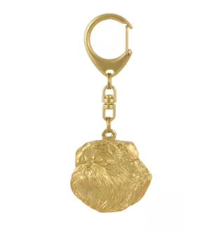 Griffon bruxellois I - Porte-clés doré avec chien dans boîte cadeau, décoration de sac à main, accessoire de luxe de la marque Art-Dog